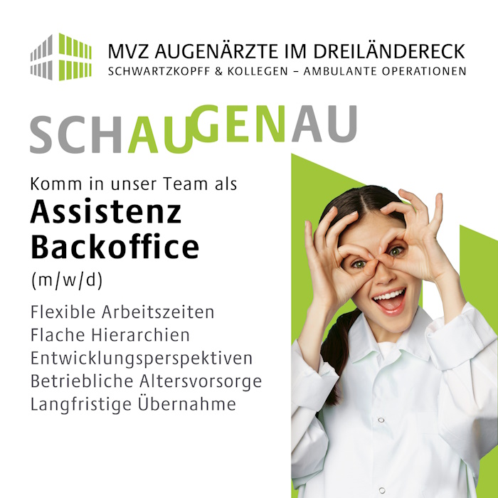 Stellenanzeige Assistenz Backoffice, Dr. Schwarztkopff, Augenarzt Lörrach