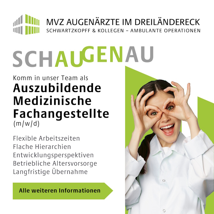 Stellenanzeige Azubi MFA, Dr. Schwarztkopff, Augenarzt Lörrach